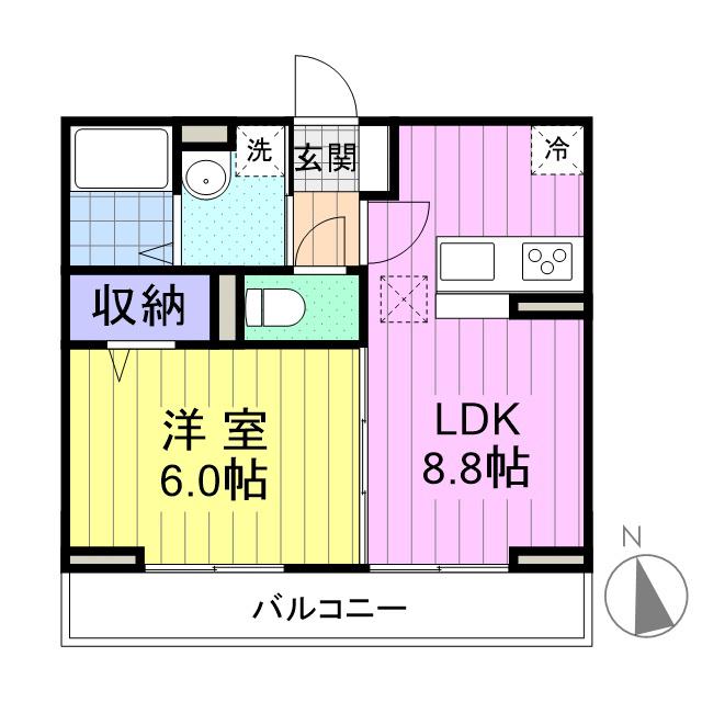プレドフルールV(1LDK/1階)の間取り写真