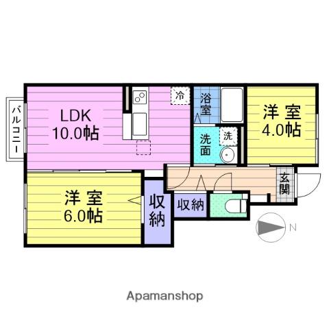モンターニュ K(2LDK/1階)の間取り写真