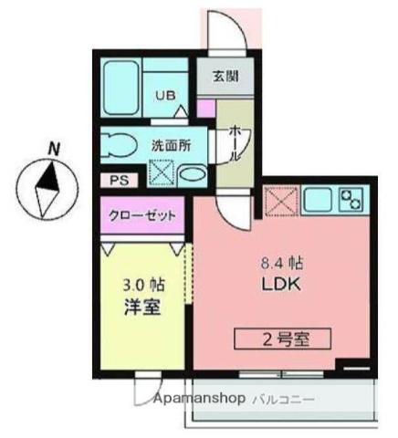 MERIDIAN利府加瀬弐番館(1LDK/2階)の間取り写真
