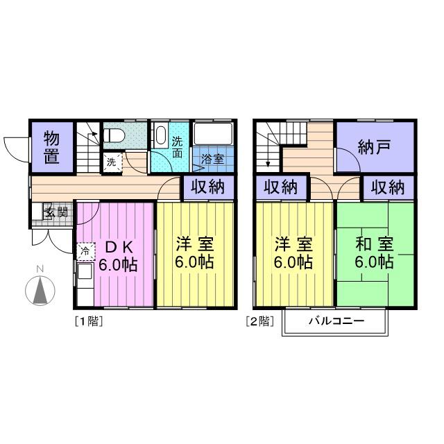 東北本線 岩切駅 徒歩13分 2階建 築35年(3DK)の間取り写真