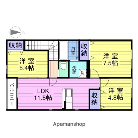 カメリアコートA(3LDK/2階)の間取り写真