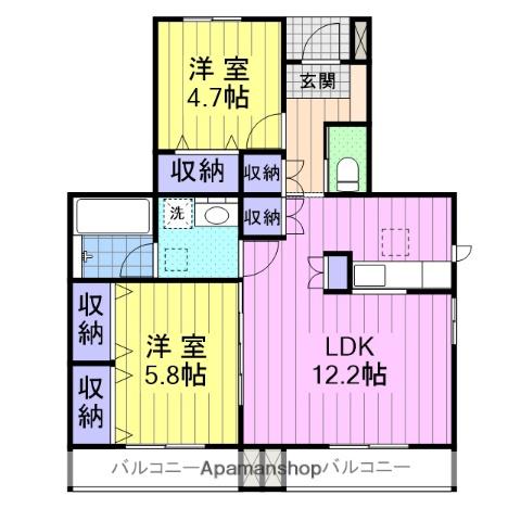 APTサン・シルフⅠ(2LDK/1階)の間取り写真