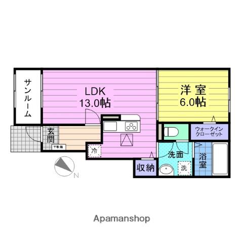 サニーセトル拾弐号館(1LDK/1階)の間取り写真