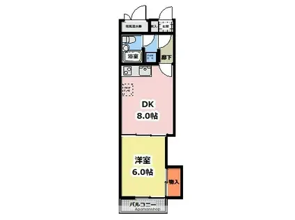 ライオンズマンション本町(1DK/7階)の間取り写真