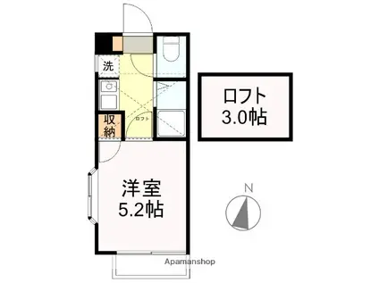 アップルハウス東黒松(1K/2階)の間取り写真