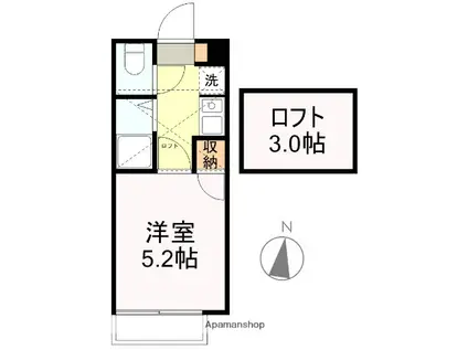 アップルハウス東黒松(1K/1階)の間取り写真