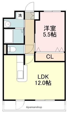 HAUSEA小松島(1LDK/2階)の間取り写真