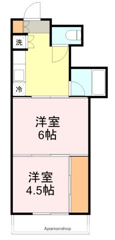 シャングリラ高松(2DK/4階)の間取り写真