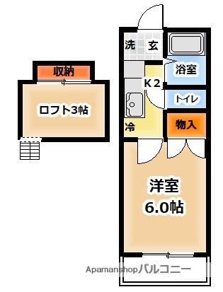 SUNGREEN NAKAYAMA(1K/2階)の間取り写真