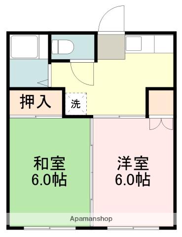 早坂アパート(2K/1階)の間取り写真