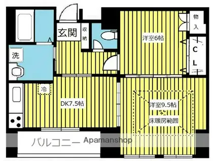 HF仙台レジデンスイースト(2DK/11階)の間取り写真