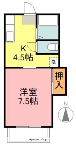 カーサ大内(1K/1階)の間取り写真