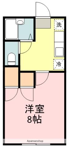 仙台市地下鉄南北線 台原駅 徒歩10分 2階建 築30年(1K/1階)の間取り写真