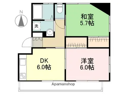 横沢コーポ(2DK/2階)の間取り写真