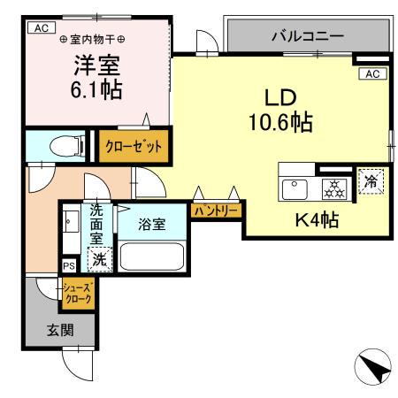 DーROOM泉崎Ⅱ(1LDK/2階)の間取り写真