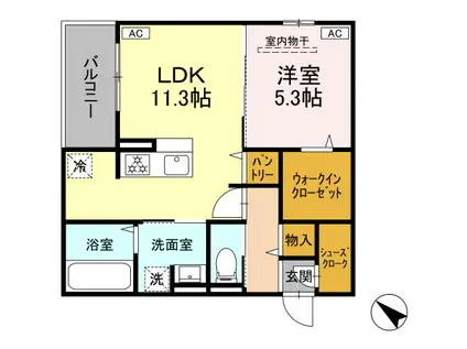D-ROOM泉崎2丁目PJ A(1LDK/3階)の間取り写真