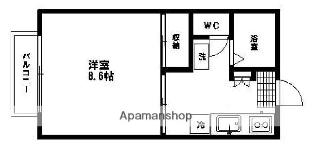 エスポワール八幡Ⅰ・Ⅱ(1K/1階)の間取り写真
