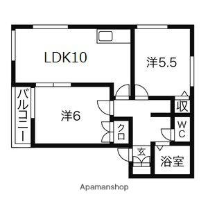 レピュート吉成(2LDK/2階)の間取り写真