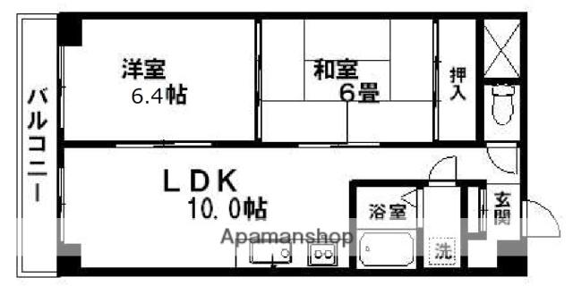木町通TKビル(2LDK/4階)の間取り写真
