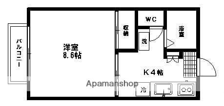 エスポワール八幡Ⅰ・Ⅱ(1K/2階)の間取り写真