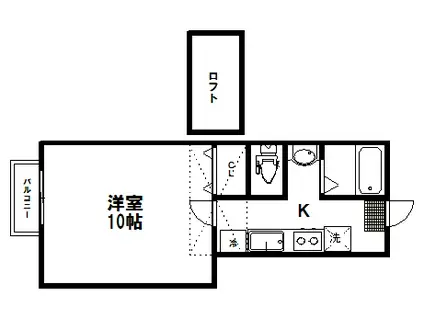 シュクール宮弐番館(1K/2階)の間取り写真