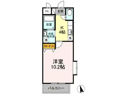 D-PACE角五郎(1K/3階)の間取り写真