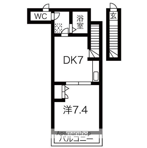 ベルグラン千代田Ⅲ(1DK/2階)の間取り写真