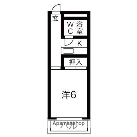 茨木ハイツ(1K/4階)の間取り写真