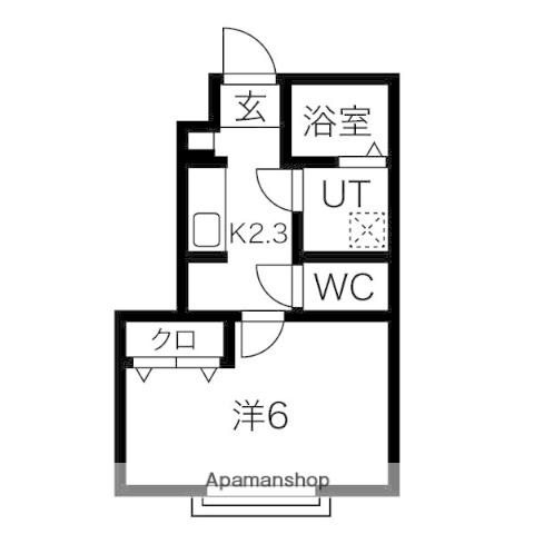 ホワイトローズ1(ワンルーム/1階)の間取り写真