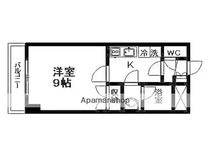 アーバンヒルズ国見(1K/1階)の間取り写真