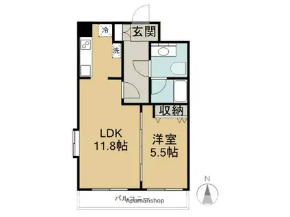 ヒューマンハイム平成(1LDK/8階)の間取り写真