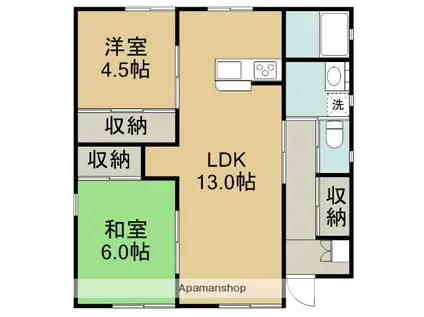 仙台市地下鉄東西線 薬師堂駅(宮城) 徒歩31分 1階建 築11年(2LDK)の間取り写真