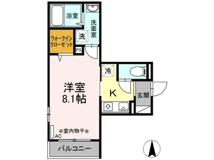 D-ROOM宮千代(1K/3階)の間取り写真