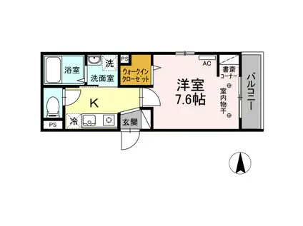 D-ROOM宮千代(1K/2階)の間取り写真