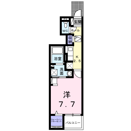 ラルゴOH(1K/1階)の間取り写真