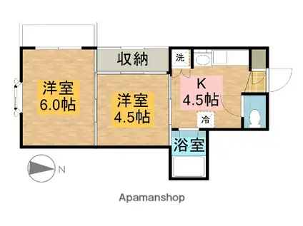 シャングリラ小田原(2DK/1階)の間取り写真