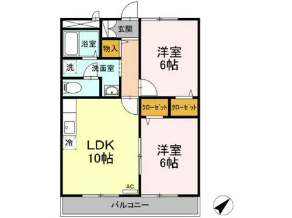 カナディアンコート南吉成A(2LDK/3階)の間取り写真