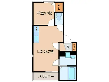 エコノ高松(1LDK/1階)の間取り写真