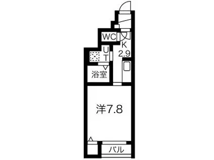 アズグレイス Ⅱ(1K/1階)の間取り写真