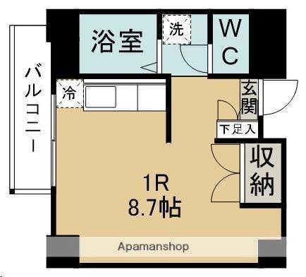 ベルコリーヌ小田原(ワンルーム/4階)の間取り写真