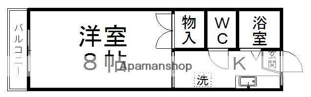 ルミナス向山(1K/2階)の間取り写真