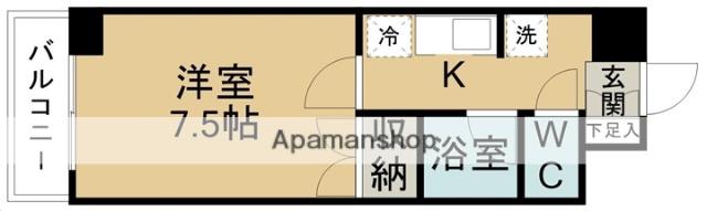 ロイヤルヒルズ高松(1K/1階)の間取り写真