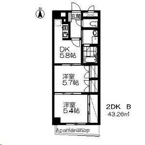 ロイヤルヒルズ中野(2DK/3階)の間取り写真