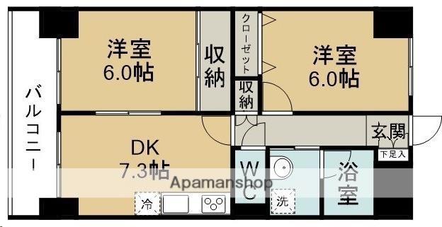 上杉八番館(2DK/5階)の間取り写真