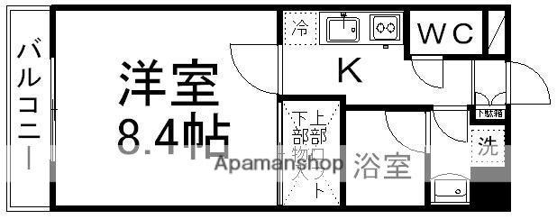 ウィング上杉北(1K/2階)の間取り写真