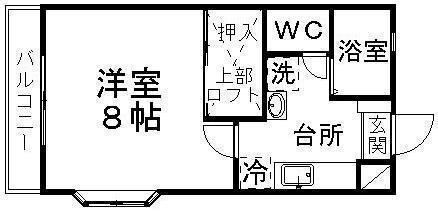 ティエラドミールD棟(1K/2階)の間取り写真