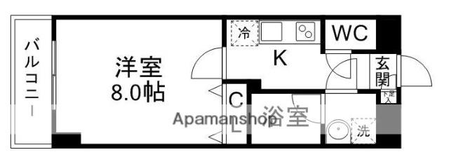 ボヌール・旭(1K/2階)の間取り写真