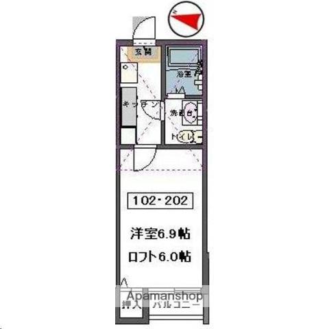 STAGE東仙台(1K/2階)の間取り写真
