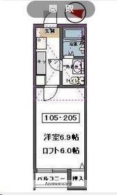 STAGE東仙台(1K/2階)の間取り写真