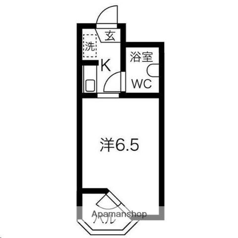 ベルシティ台原(1K/4階)の間取り写真